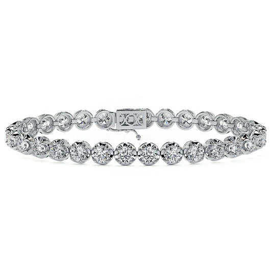 14k White Gold 6.75Ct Diamond Tennis Bracelet with34 Diamond in the Buttercup Setting