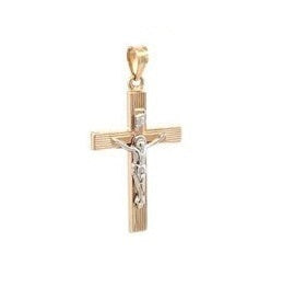 14kt Two Tone Crucifix  Hollow 29*17 MM Charm