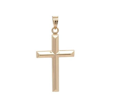 14k Yellow Gold Hollow 26*18 MM Polished Cross