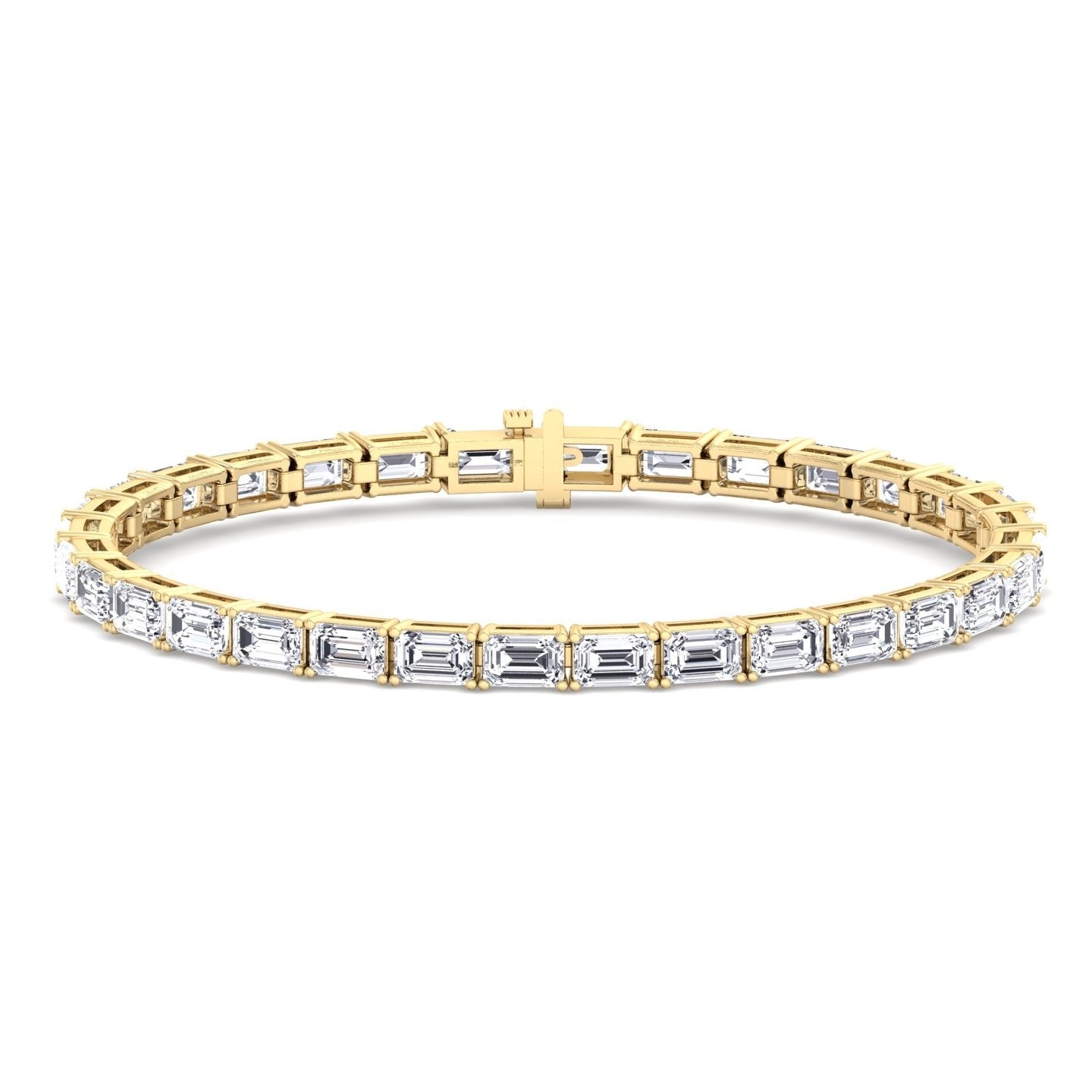 14K Yellow Gold 7.85Ct Lab Grown Emerald cut Diamond Bracelet with 35 Diamonds