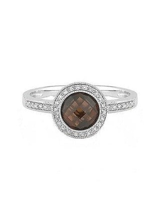 14k White Gold 2.01 Ct Garnet, 0.11 Diamond Ring