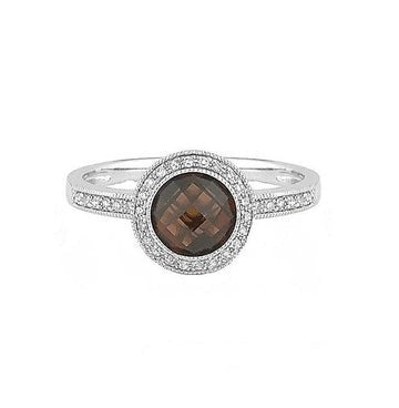 14k White Gold 2.01 Ct Garnet, 0.11 Diamond Ring
