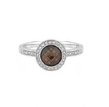 14k White Gold 2.01 Ct Garnet, 0.11 Diamond Ring