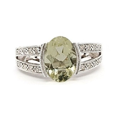 Gabriel 14k White Gold Lemon Quartz, 0.20 Ct Diamond Ring