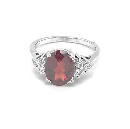 14k White Gold 2.76 Ct Garnet, 0.29 Ct Diamond Ring