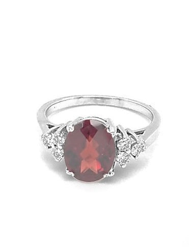 14k White Gold 2.76 Ct Garnet, 0.29 Ct Diamond Ring