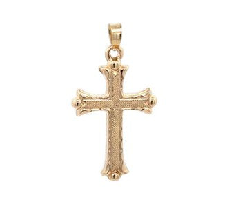 14k Yellow Gold Hollow Florentine Cross 26*18 MM