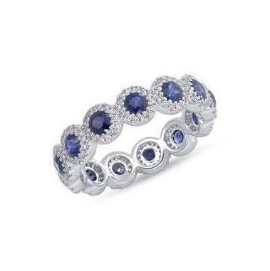 14k White Gold 1.87 Ct Sapphire, 0.47 Ct Diamond Ring