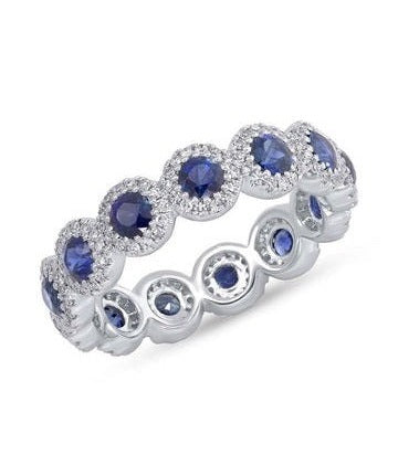 14k White Gold 1.87 Ct Sapphire, 0.47 Ct Diamond Ring
