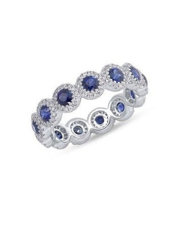 14k White Gold 1.87 Ct Sapphire, 0.47 Ct Diamond Ring