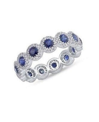 14k White Gold 1.87 Ct Sapphire, 0.47 Ct Diamond Ring
