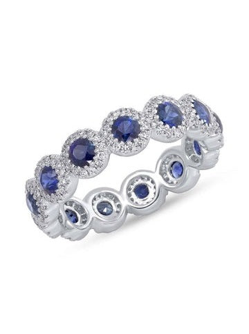 14k White Gold 1.87 Ct Sapphire, 0.47 Ct Diamond Ring
