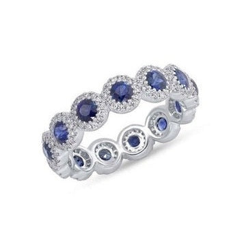 14k White Gold 1.87 Ct Sapphire, 0.47 Ct Diamond Ring