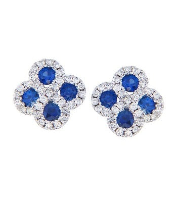 14k White Gold 0.60 Ct Sapphire, 0.26 Ct Diamond Earring