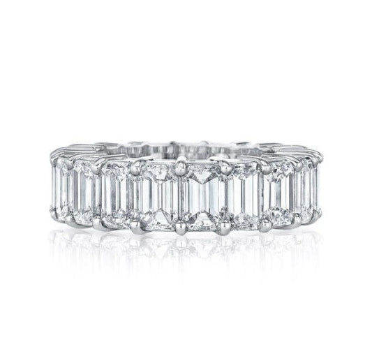 Platinum 7.36Cts D VS1-VS2  Emerald Cut Eternity Band All Certified BY GIA