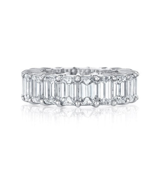 Platinum 7.36Cts D VS1-VS2  Emerald Cut Eternity Band All Certified BY GIA