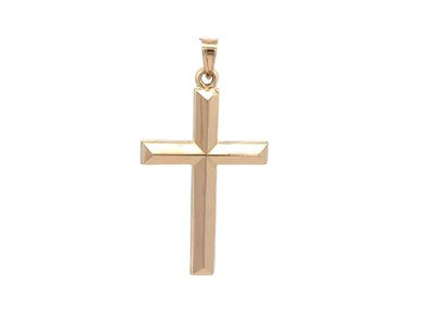 14k Yellow Gold 30 * 20 mm Hollow Cross