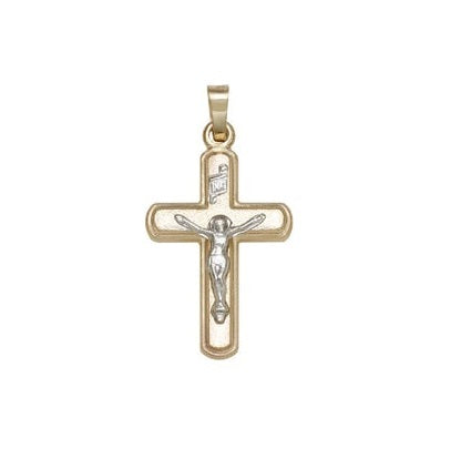 14k Two Tone Gold 5/8x7/8 inch Crucifix Cross