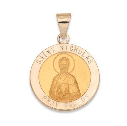 14k Yellow Gold 18 MM St. Nicholas Medal