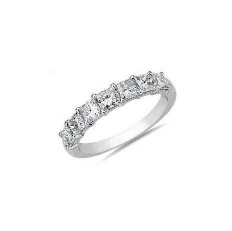 14k White Gold Seven Princess Cut 0.50Ct Diamond Band