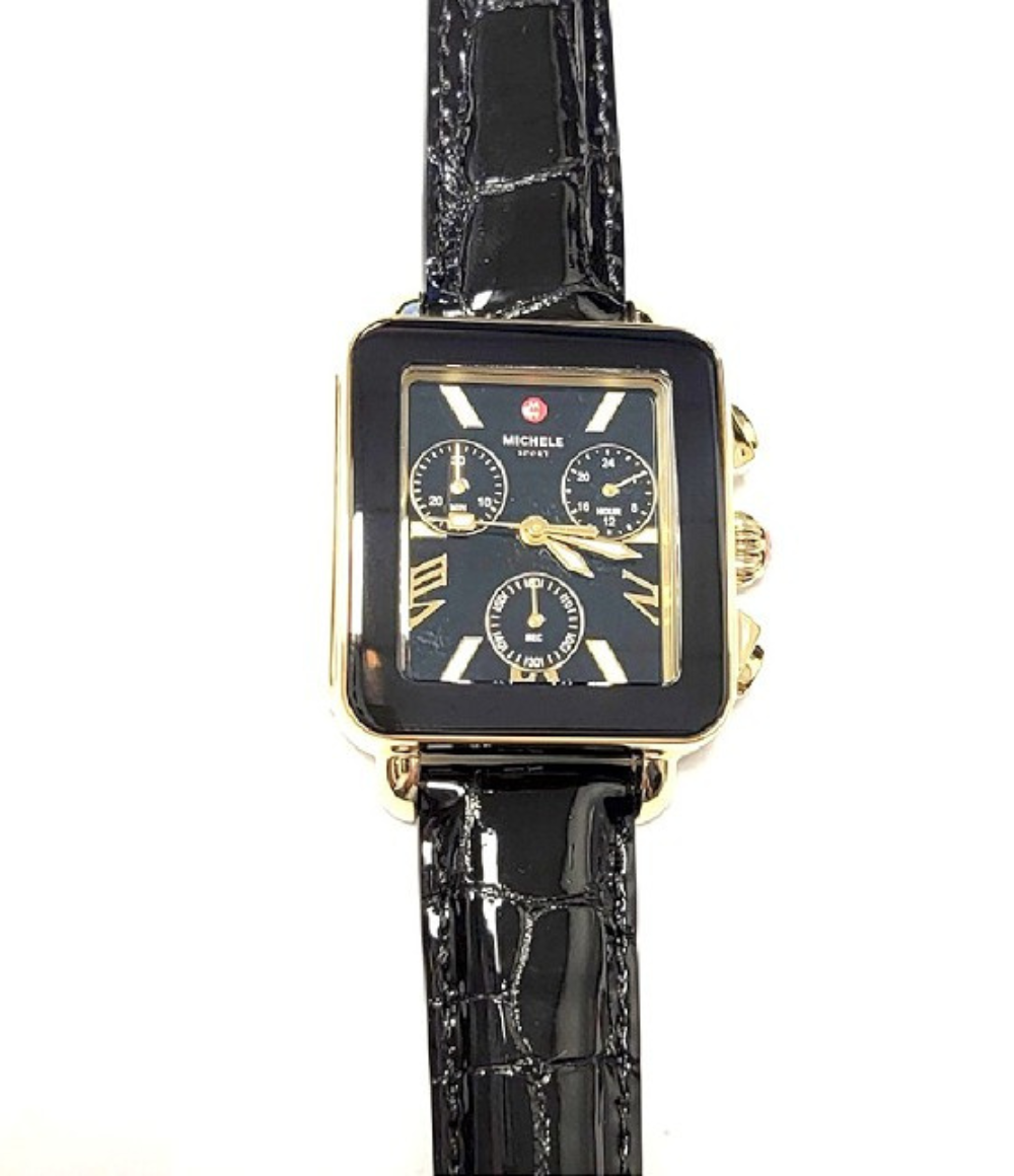 Michele Deco Sport Chronograph Black Leather