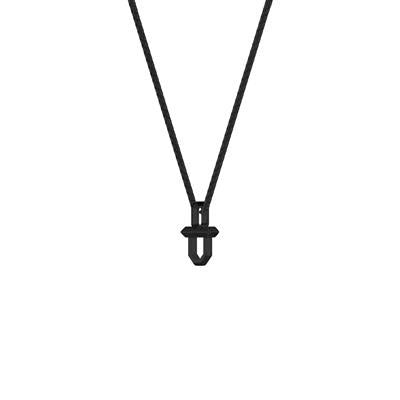 22 Inch Shield Sterling Silver Box Chain with Shield Black Rutheniun over Sterling Silver Design 22.72mm Pendant with Polished Finish