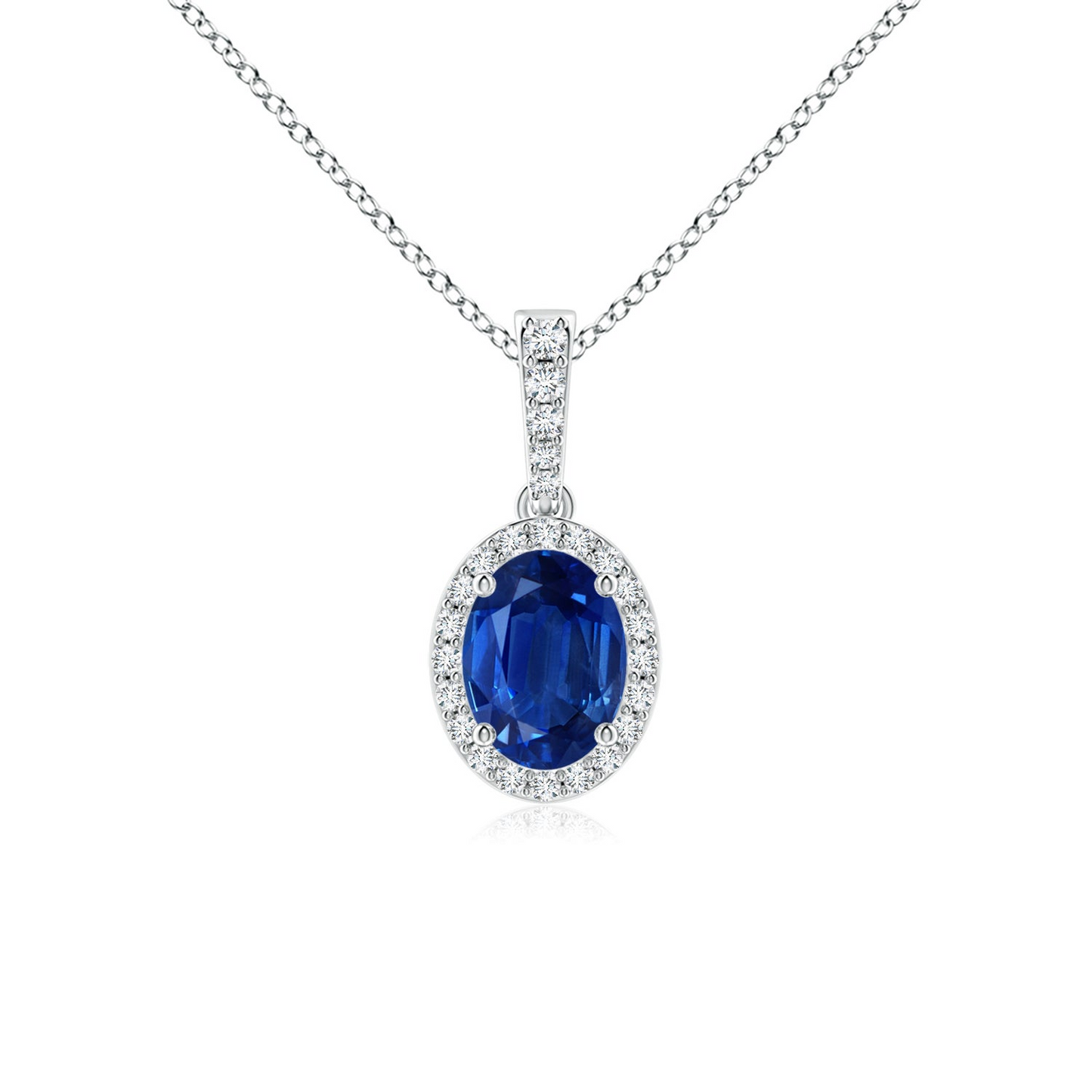 14k White Gold 0.92 Ct Sapphire, 0.23 Ct Diamond Pendant