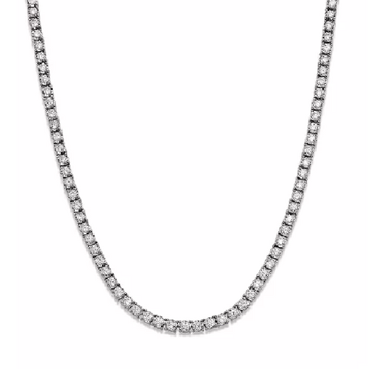 14k White Gold 9.09Ct F/G VS1/2 Lab Grown Diamond Tennis Necklace with 168 Diamonds