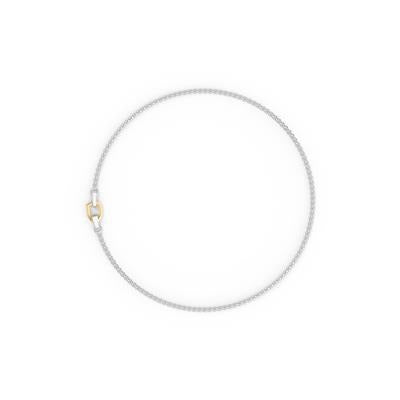 24 Inch Shield Sterling Silver Box Chain Necklace with Bold Yellow Gold Placed Shield Accent and Silver Rhodium Finish