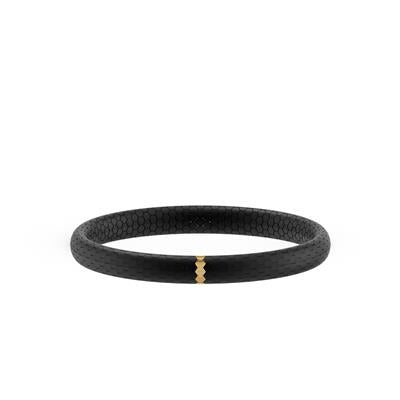 8.0 Inch Honeycomb Ceramic Stretch Bracelet with Matte Black and Gold Plated Accents