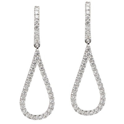 14k White Gold 1.01Ct Diamond Dangle Earring