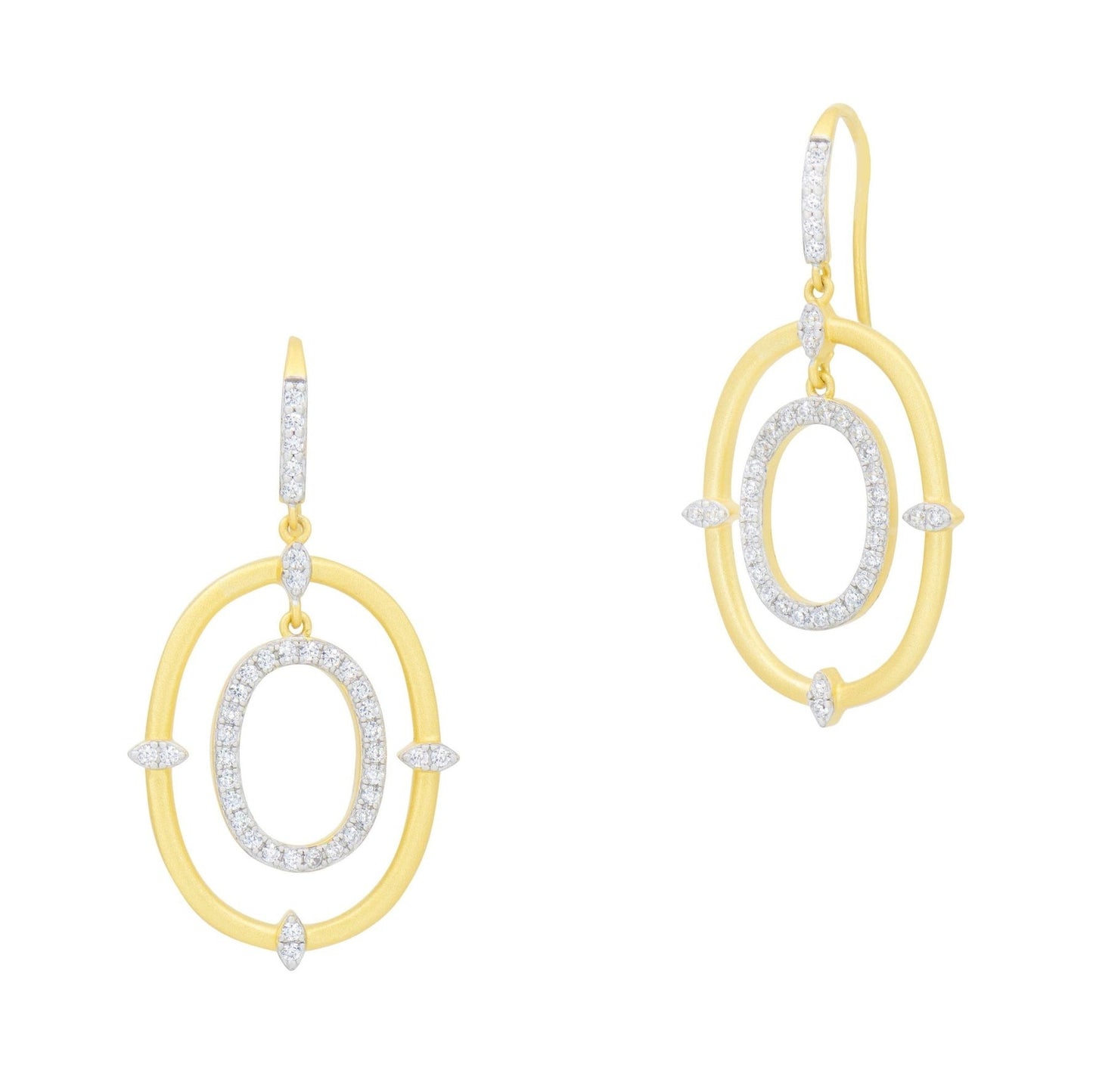 Sterling Silver 14k Gold Plated Street in Bloom Double Open Hoop Earring