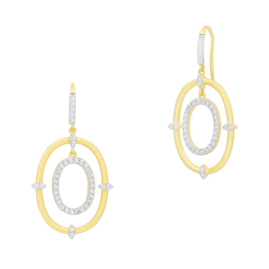 Sterling Silver 14k Gold Plated Street in Bloom Double Open Hoop Earring