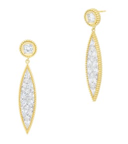 Sterling Silver 14k Gold Plated Petals in Bloom Cubic Zirconia Drop Earring