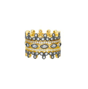 Sterling Silver 14k Gold Plated Cubic Zirconia Stackable New Icon Ring Size 8.0