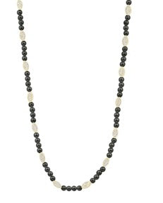 Sterling Silver and 14k Gold Plated City of Petals Onyx and Cubic Zirconia 16 Inch necklace with Extender