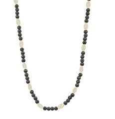 Sterling Silver and 14k Gold Plated City of Petals Onyx and Cubic Zirconia 16 Inch necklace with Extender