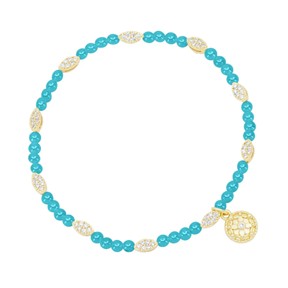Sterling Silver 14k Gold Plated Turquoise  and Cubic Zirconia Bracelet