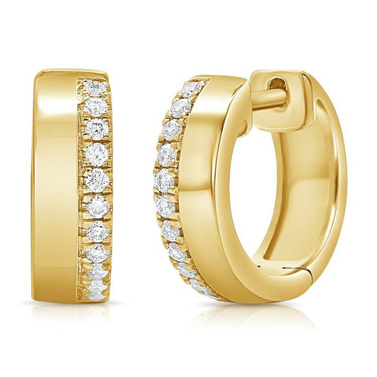 14k Yellow Gold 0.18Ct Diamond Huggie Earring with 22 Diamonds
