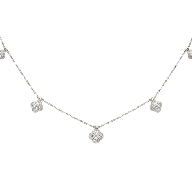 Diamond station necklace white gold Outlet