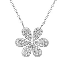 Load image into Gallery viewer, 14K Gold 0.38Ct Diamond Flower Necklace, available in White and Yellow Gold
