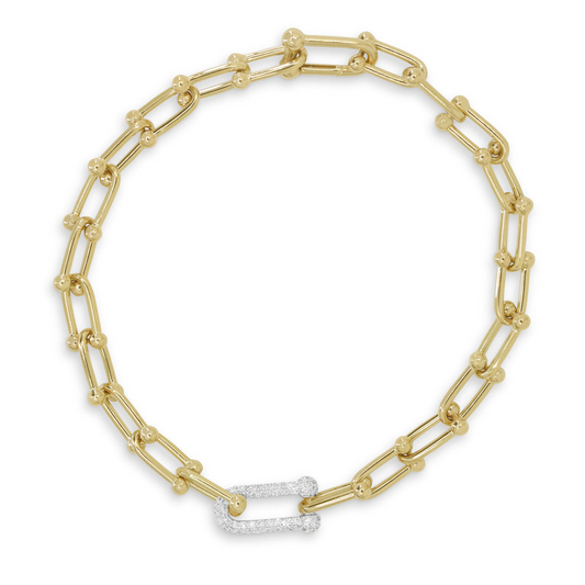 14k Yellow Gold 0.33Ct Diamond Link Bracelet with 100 diamonds