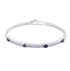 14k White Gold 0.87Ct Sapphire, 0.99Ct Diamond Flexible Bangle Bracelet