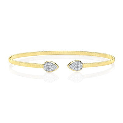 14k Yellow Gold Diamond Bangle Bracelet with 22 diamonds and total carat weight 0.21Ct