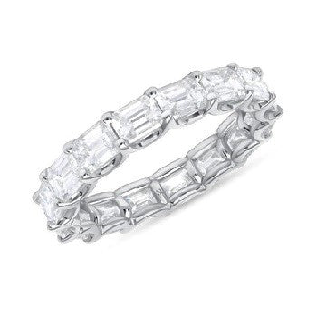 18K White Gold 3.26Ct Emerald Cut Diamond Eternity Band