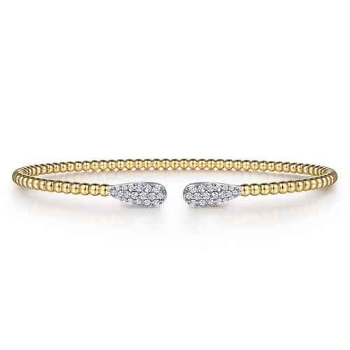 14K Yellow Gold Bujukan 0.30Ct Diamond Teardrops Bangle