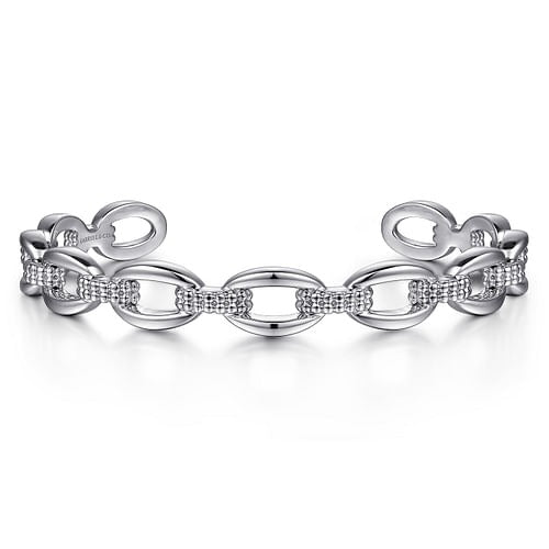 Gabriel & Co. Sterling Silver Oval Link Bujukan Bead Cuff Bangle