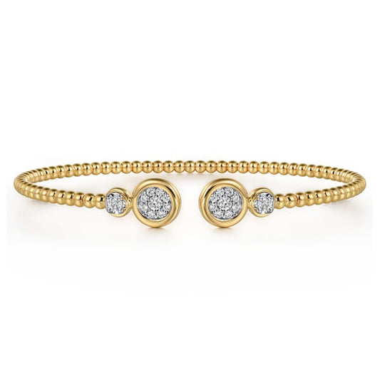 14K White and Yellow Gold 0.26ct Diamond Bujukan Bangle Bracelet