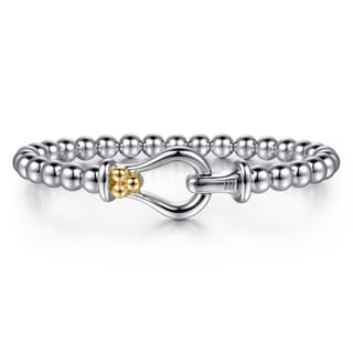 14K Yellow Gold and 925 Sterling Silver Bujukan Horse Shoe Bangle Bracelet