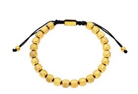 Stainless Steel Mens Gold Plated Beaded Drawstring Bracelet